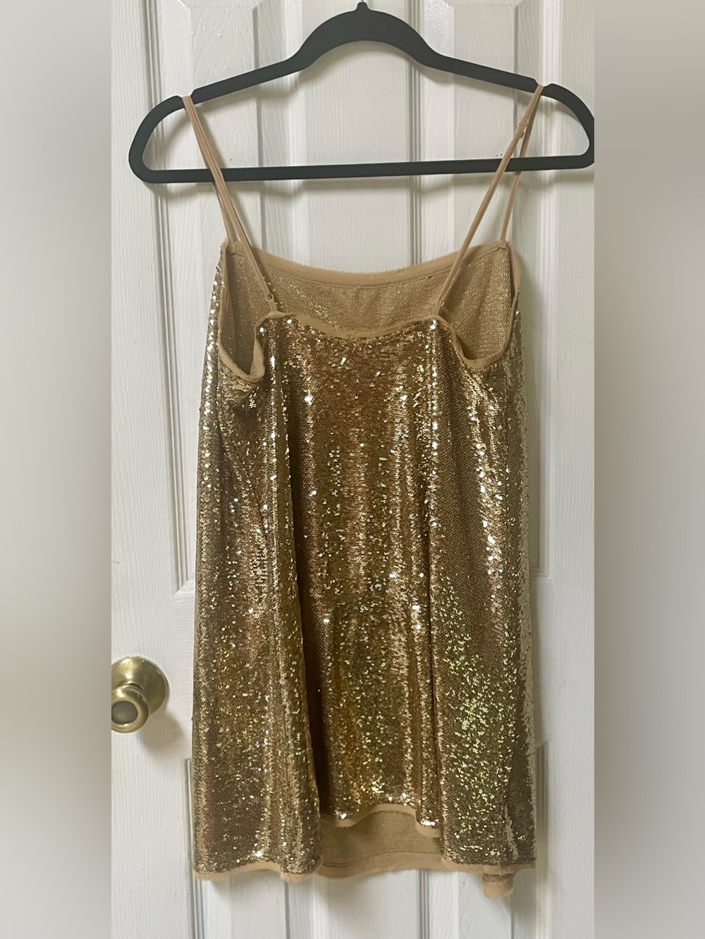 Free People Intimately Dress Medium Mini Sequin Party Cocktail Gold Straps - Picture 4 of 10